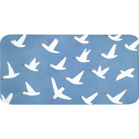 TAPPETINO DA BAGNO Uccelli - Bianco - Motivo 120x60 cm