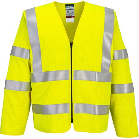 Chaleco de manga larga con cremallera y alta visibilidad Bizflame FR PORTWEST FR616 L/XL Amarillo (1/2)