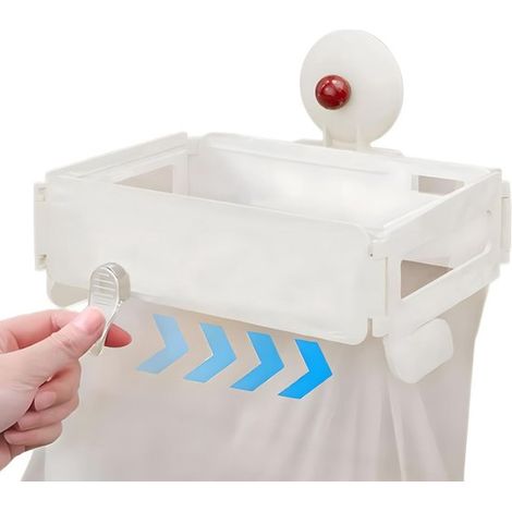 Soporte para bolsas de basura, 18,2 x 12,5 x 5 cm, Soporte portátil para bolsas basura, Estante plegable almacenamiento residuos cocina, Blanco (1/5)