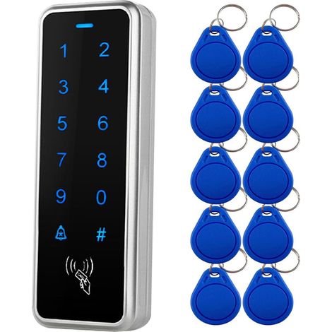 Contrôleur d'accès Métal IP68 Imperméable à l'eau RFID Clavier Tactile Rétroéclairage Ouvre - Porte 13,56 MHz IC NFC lecteur de Carte WG26 / 34 pour système de contrôle d'accès + 10 Keychain (1/5)