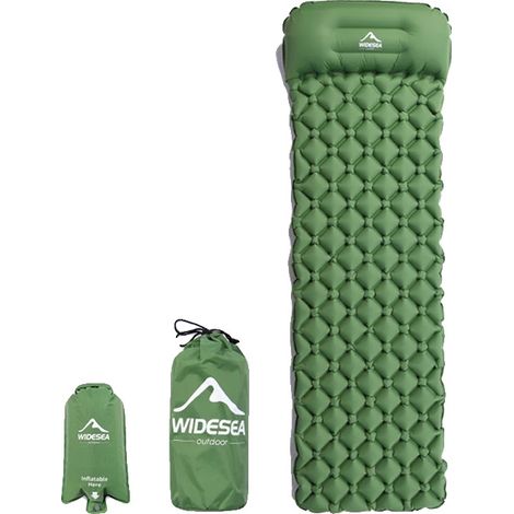 Colchoneta de camping, diseño ultraligero, almacenamiento compacto, verde con airbag, un asiento. (1/2)