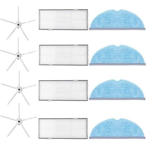 Kit Accessoires Aspirateur Robot - Filtre Hepa - Brosse Latérale - Chiffon Nettoyage - Pour Xiaomi Roborock S7 T7 T7 Plus - 4 Pièces Chaque (1/4)