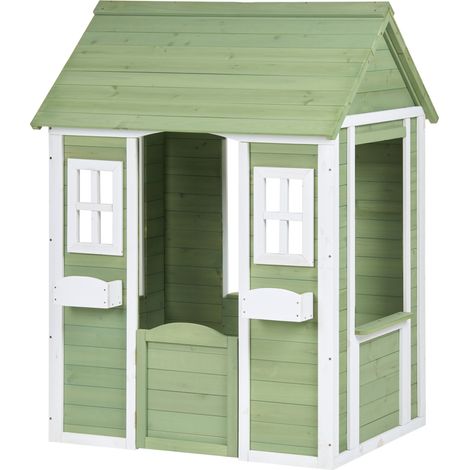 Casita de jardín casa de juegos infantil de madera verde Sauris (1/5)