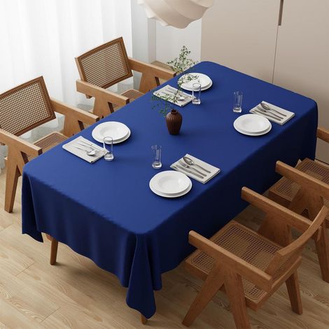 Nappe lavable 140x240cm Rectangulaire Polyester Bleu Marine, Résistante aux rayures