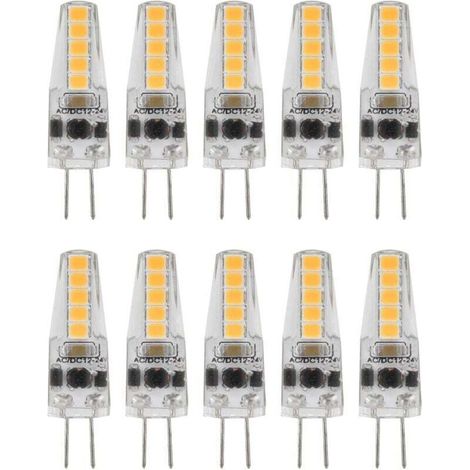 10pcs Ampoules LED G4, 2W 3000K AC 12-24V Ampoules à Intensité Variable pour Lustre Plafonnier Lampe de Table Blanc Chaud (1/5)