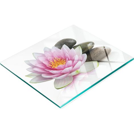 Tabla de cocina decorativa multifuncional con acabado templado, diseño de flor de loto, 60x52 cm. (1/5)