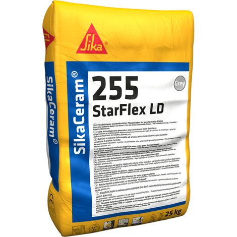 SIKA - Adesivo per piastrelle e pietre - SikaCeram 255 StarFlex LD, Bianco - Top di gamma per pavimenti riscaldanti e piscine - Flessibilità estrema e resistenza totale - 25kg (1/2)