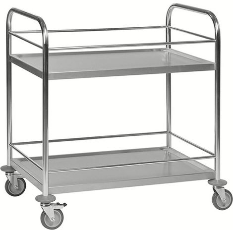 Desserte inox 2 plateaux + antichute (Lxl) : 825x500mm - Charge max 100kg - KM60357 (1/5)