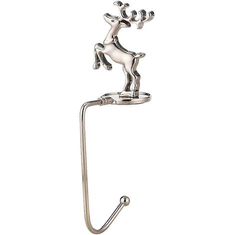Crochet de cheminée, support de chaussette de Noël pour décorations, fête, café-Deer Shape Silver (1/5)