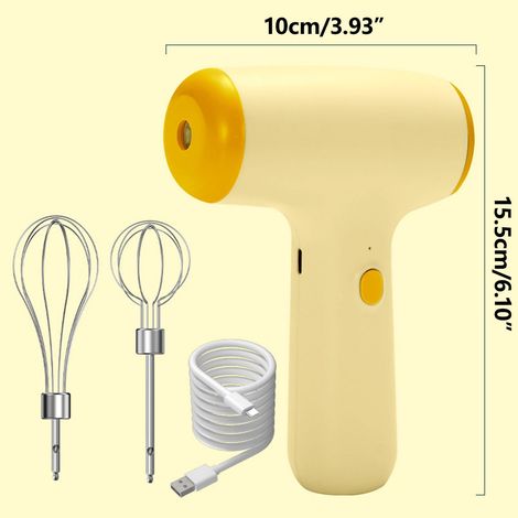 Batteur Électrique - 5 Vitesses - Rechargeable Sans Fil - Têtes en Acier Inoxydable 304 - Pour Oeufs Crème Chantilly Sauce - 1 Pièce (1/5)