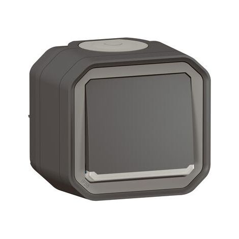 LEGRAND PLEXO BOUTON POUSSOIR À VOYANT LUMINEUX SAILLIE COMPLET ÉTANCHE ANTHRACITE IP55 - 069782L