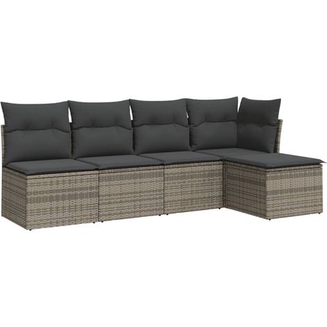 Maison Exclusive - 5-tlg. Garten-Sofagarnitur mit Kissen Grau Pol