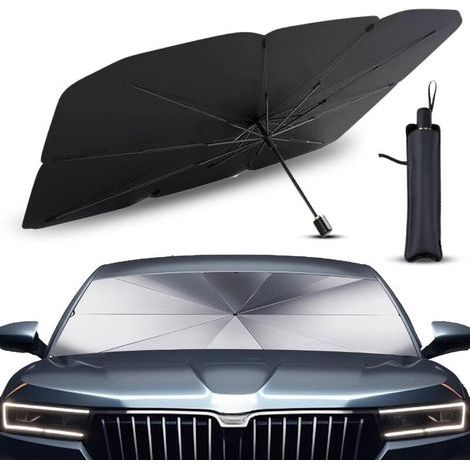 Pare-soleil voiture avant – Protection UV – Adaptable à SUV et camion – Compact et pliable – Revêtement en titane (1/4)