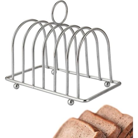 Support à Pain en Acier Inoxydable, Porte Toast, pour 6 Tranches de Pain, Support à Toast avec Poignée de Transport, Support Léger pour Présentation des Aliments, Toast, Pain, Accessoires de Cuisine (1/5)