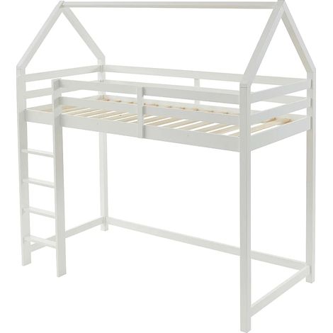 Letto a soppalco capanna 90 x 190 cm Abete massello Bianco - TARZIA (1/5)