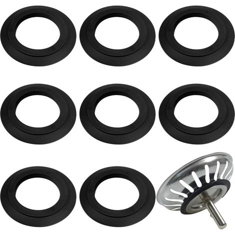 Joint d’étanchéité pour évier cuisine – Lot de 8 joints en élastomère noir, Ø ext. 54 mm / int. 32 mm, pour paniers filtrants