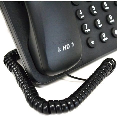 RJ10 Coiled Cable, 4P4C Connector, 2m Black Cord, For Landline Telephone (1/5)