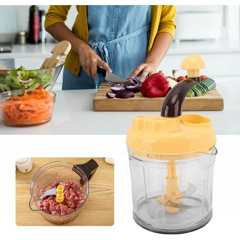 Handkurbel-Gemüseschneider, Küchenhelfer mit großem Fassungsvermögen, ideal zum schnellen Zerkleinern von Gemüse, Zwiebeln, Salaten und Knoblauch. (1/5)