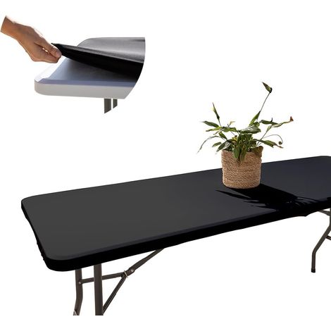 Nappe Table Pliante 244 cm Noire avec Bord Élastique (1/5)