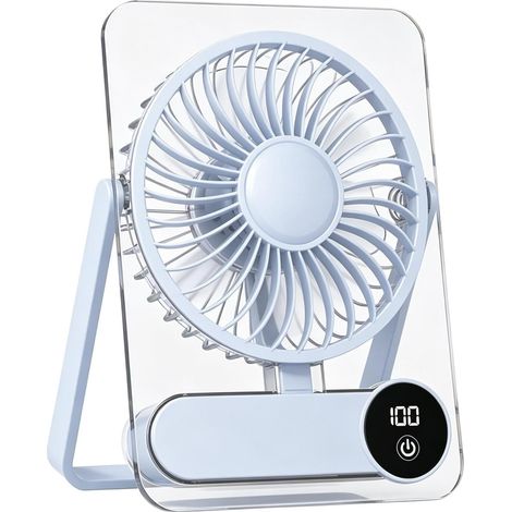 Ventilateur de table rechargeable à 5 pales, ventilateur de circulation, petit ventilateur portable pour étudiants et bureaux en été (bleu) (1/5)