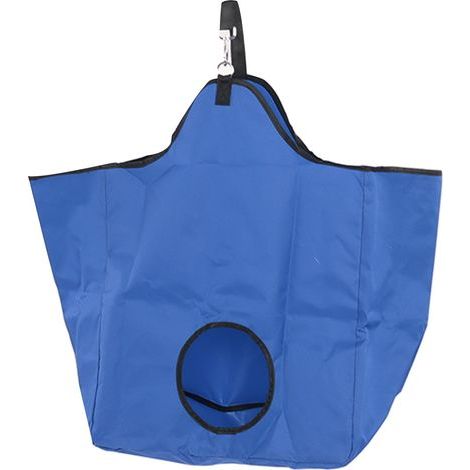 Sac de foin pour chevaux en toile Oxford bleue, portable avec anneaux métalliques, sac de stockage extérieur pour alimentation équine (1/5)