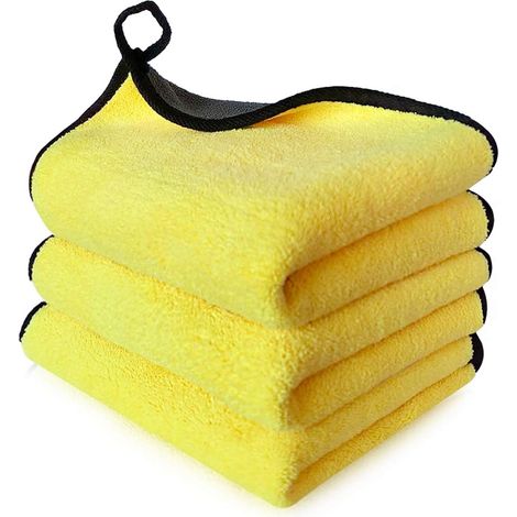 Panni in microfibra riutilizzabili - Panno extra spesso per asciugare l'auto, super assorbente e antigraffio per la cura dell'auto, oggetti domestici e finestre. (1/5)