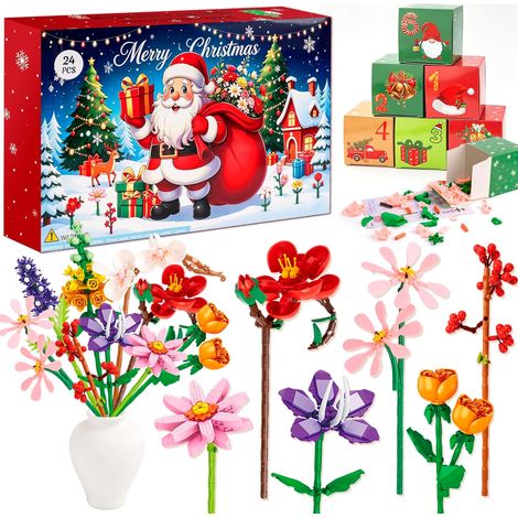 Calendrier de l'Avent 2026 avec bouquet de fleurs Botanicals, calendrier de Nol avec 24 fleurs artificielles, kit de construction de bouquet de fleurs, cadeaux de Nol, Saint-Valentin, cadeaux (1/5)