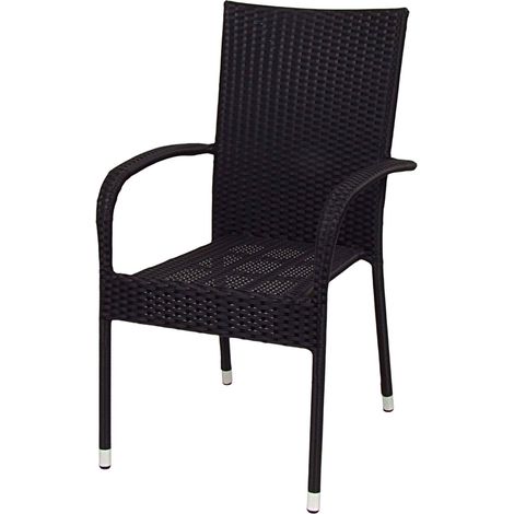 Wicker Stapelstuhl schwarz Gartenstuhl Terrassenstuhl Gartensessel stapelbar