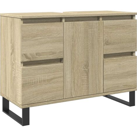 Mueble de baño con práctico espacio de almacenamiento 80 x 33 x 60 cm estilo industrial madera de roble Sonoma 020049725 (1/5)