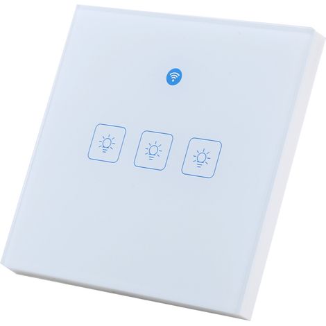 Interrupteur mural intelligent tactile WiFi avec télécommande/commande vocale intelligente, prise UE 100-240 V, 3 voies (1/5)