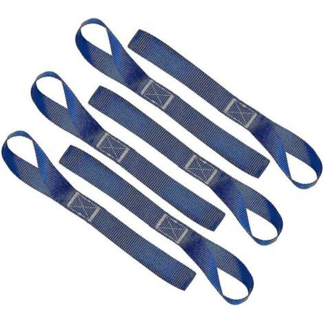 Sangles d'arrimage souples à boucle - Capacité de charge de 1 500 kg - Lot de 6 - Boucles pour motos tout-terrain, bleues (1/5)