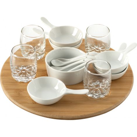 SET APERITIF BAMBOU 14 PIECES BLANC
