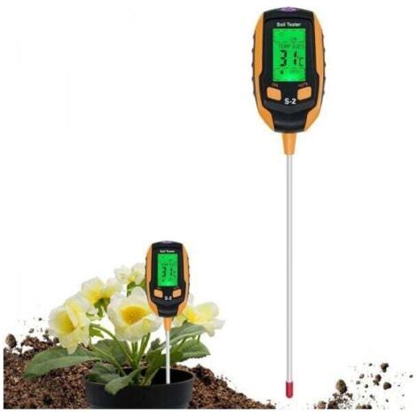 Soil pH Meter 4 in 1 Digital Soil Moisture Tester Plant Thermometer Hygrometer Test for Potted Plants, Gardens, Lawns (1/4)