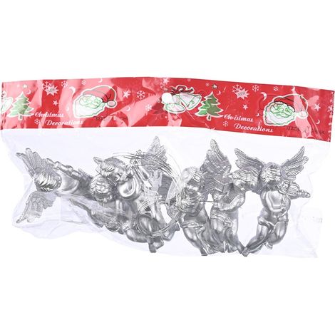 Weihnachtlicher 3D-Engelanhänger aus Gold und Silber, europäischer Amor-Anhänger, barocke, luxuriöse Weihnachtsbaum-Dekoration