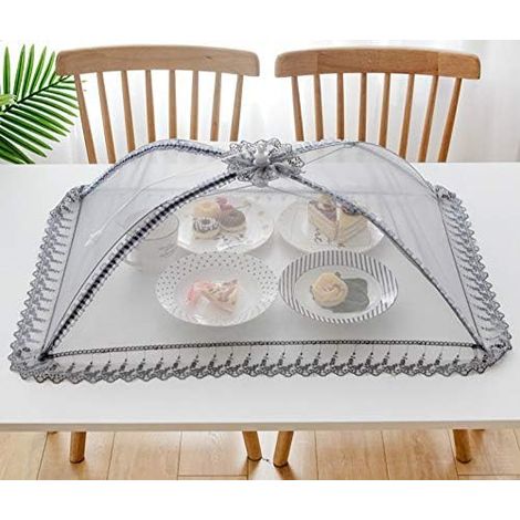 Couvercle alimentaire pop-up pliable réutilisable, filet anti-mouches pour pique-nique et buffet extérieur