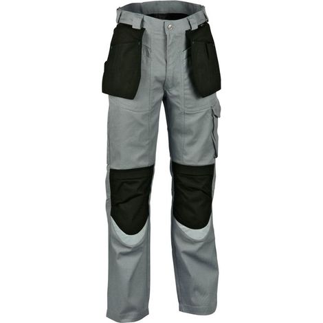 Pantalon de Travail COFRA Bricklayer - 60% Coton 40% Polyester - Genoux Cordura - Bandes 3M - Multipoches - Noir T40 (1/2)