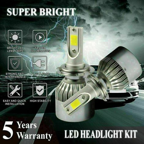 Phare H7 - Ampoule LED 55 W - 8000 lm - 6000 K - Compatible Feux de Croisement et Antibrouillard - Pour Voiture - Lot de 2 (1/5)