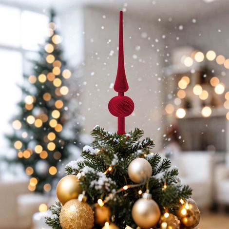 Globe - Arbre De Noël - Sommet En Velours - Hauteur 28 Cm - Décoration Intérieure Pour Fête D'hiver - 1 Pièce (1/5)