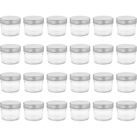 24 pcs Pots à confiture avec couvercles argentés Verre 110 ml CFW22527 (1/5)