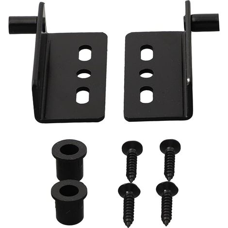 Set of 2 black concealed pin door hinges with bushing for wooden cabinets, wardrobes, interior doors, T-shaped fixing (1/5)
