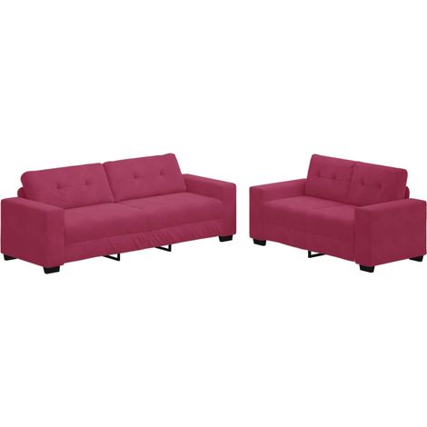 Canapé Sofa 2 pcs Bordeaux 221 x 80 x 80 cm tissu (1/5)
