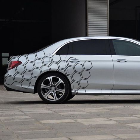 Scratch Hiddens Autocollant en nid d'abeille pour voiture Décoration de porte de voiture Motif géométrique et abeilles 50 x 200 cm (1/5)