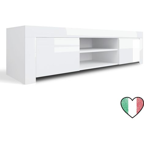 Mobile Porta TV Basso da Soggiorno Laccato Bianco Made in Italy Amalfi Mobili Composizioni Porta TV StilProjectStore.com cm L.140 P.50 H.45 (1/3)