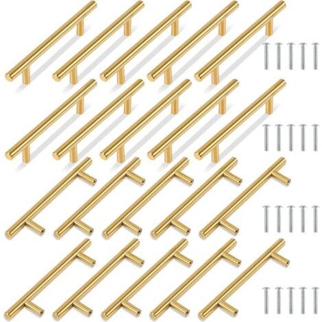 20PK Or 150 mm de large poignées de barre en T pour tiroir de porte d'armoire de Placards Centres à 96 mm