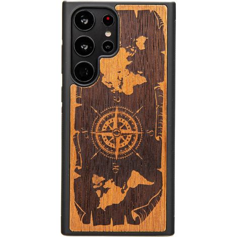 Coque en bois Bewood pour Samsung Galaxy S23 Ultra WIND ROSE MERBAU (1/4)