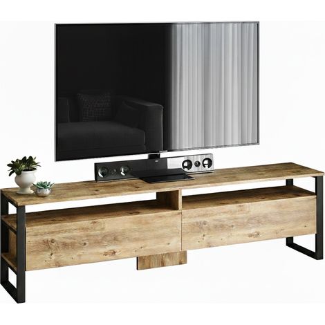 Dmora - Mueble de televisión Dpirozz, Aparador de salón, Mueble bajo para TV, Base de pared equipada, 180x36h56 cm, Roble