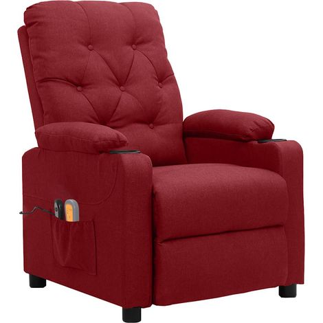 Maison Exclusive - Poltrona Massaggiante Elettrica Rosso Vino in Tessuto (1/5)