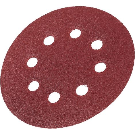 Disque abrasif rouge 125mm rond, 8 trous, papier de verre grain 120, lot de disques de ponçage pour meuleuse (1/2)