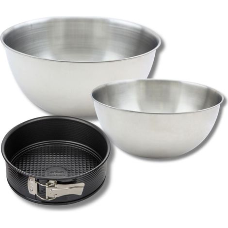 Lot comprenant 1 Moule à manqué, 1 spatule Zenker et 2 bols à mixer en inox Fackelmann (1/5)