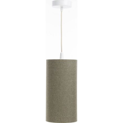 Suspension bohème en lin naturel effet rotin ambiance chaleureuse - Ø 15 cm - H20 cm (1/5)